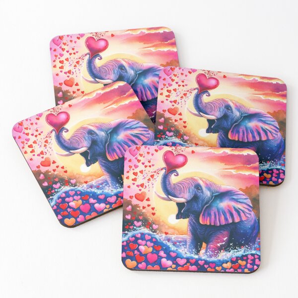 Item preview, Elephant Portrait. elephant valentines, elephant love, hearts of love designed and sold by ElephantVibes.