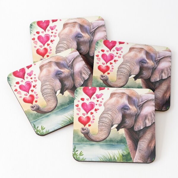 Item preview, Elephant Portrait. elephant valentines, elephant love, hearts of love designed and sold by ElephantVibes.
