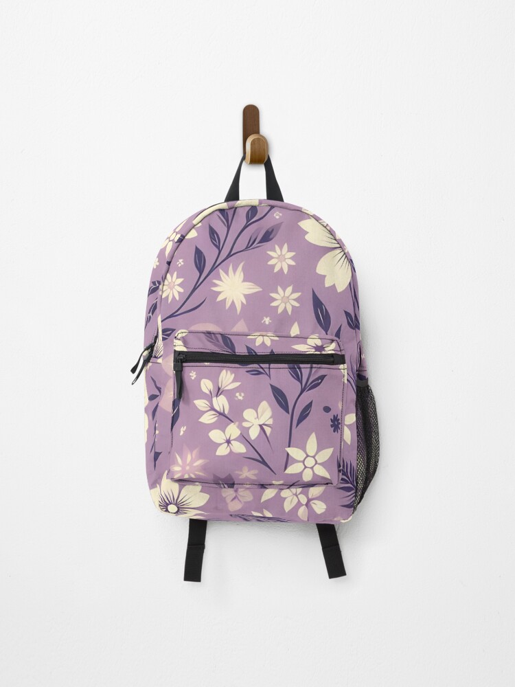 Thumbnail 1 of 3, Backpack, Purple Floral Pattern designed and sold by GraphicsClub.