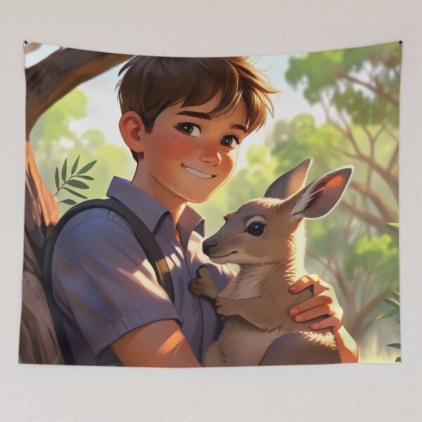 Item preview, Little boy and baby kangaroo designed and sold by Astralia.