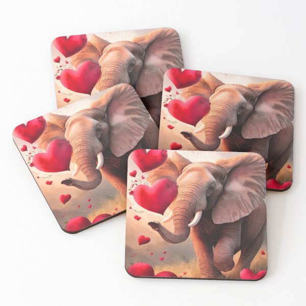 Item preview, Elephant Portrait. elephant valentines, elephant love, hearts of love designed and sold by ElephantVibes.