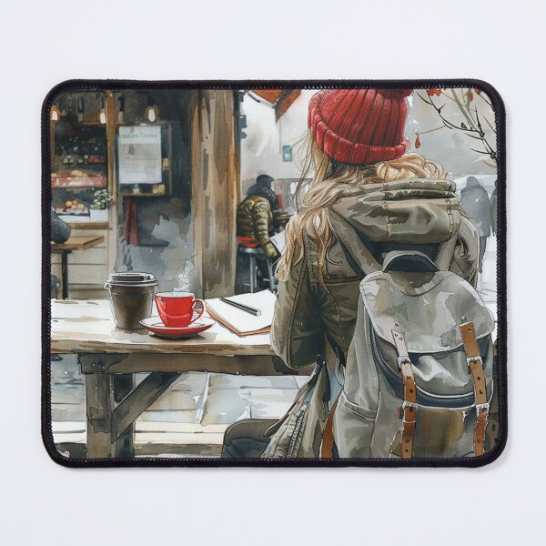 Item preview, Young Artist Sketching at Corner Table | Art Print | Creative Workspace Decor designed and sold by Mr-whiteBG.