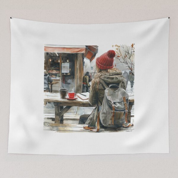 Item preview, Young Artist Sketching at Corner Table | Art Print | Creative Workspace Decor  designed and sold by Mr-whiteBG.