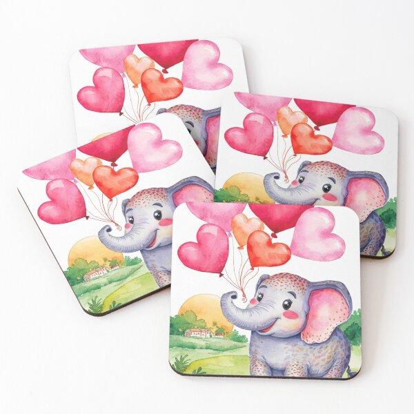Item preview, Elephant Portrait. elephant valentines, elephant love, hearts of love designed and sold by ElephantVibes.