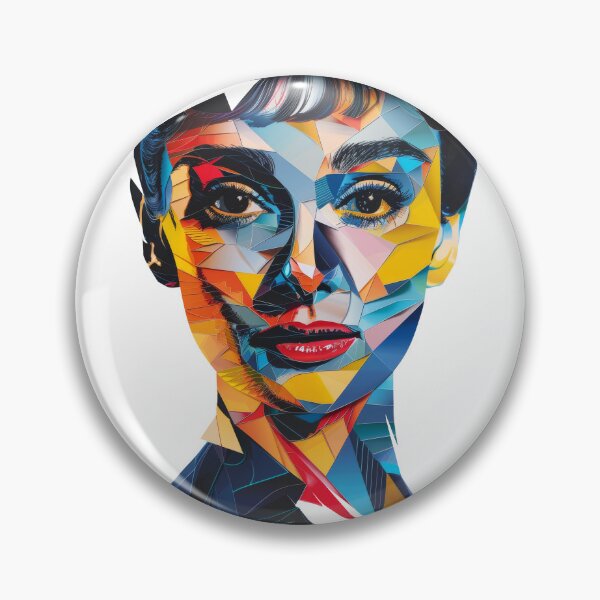 Item preview, Portrait of Audrey Hepburn made of colorful triangles designed and sold by tompod.
