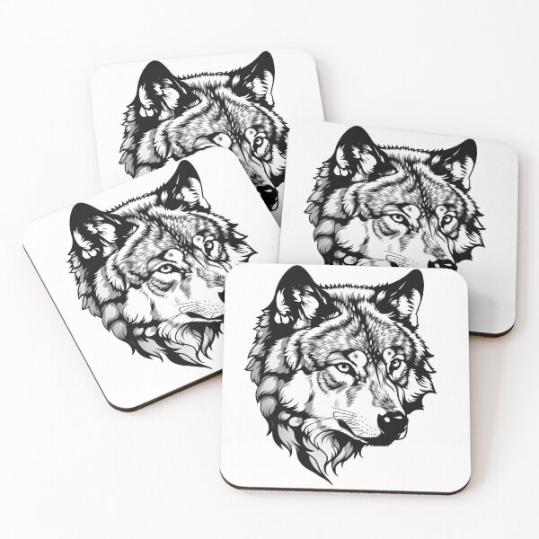 Item preview, Monochrome magic: impressive wolf portrait designed and sold by Ink-Kreativ.