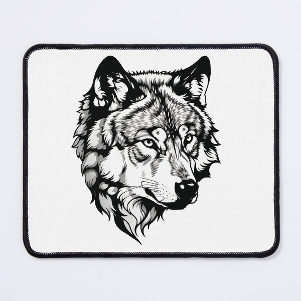 Item preview, Monochrome magic: impressive wolf portrait designed and sold by Ink-Kreativ.
