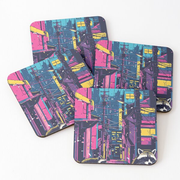 Item preview, City Night Raccoon Feast designed and sold by cute-animals99.