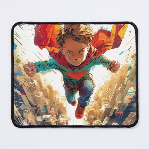 Item preview, Young Superhero Over Cityscape designed and sold by palmyst.