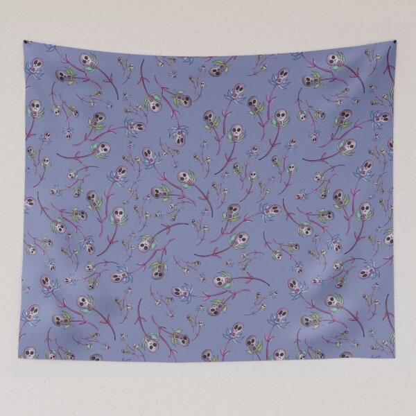 Item preview, Skull flowers_denim blue designed and sold by NeonEye-Designs.