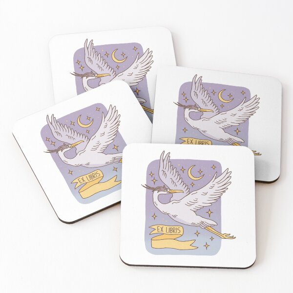 Item preview, Ex Libris Bookplate - Great herons bird flying in the night sky designed and sold by Alika's  Garden.