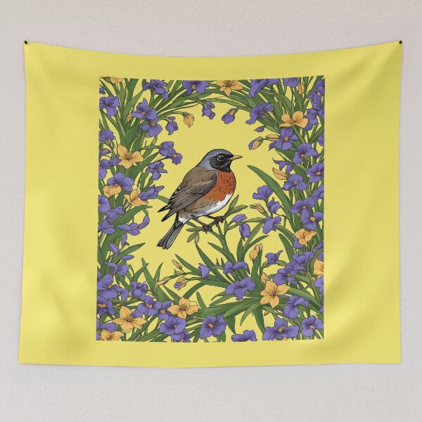 Item preview, Michigan Migratory Juniper Bird With Iris Flower designed and sold by taiche.