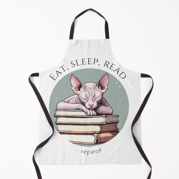 Item preview, Eat sleep read repeat books bookwarm booklover cute funny Sphynx cat designed and sold by SoulfulT.