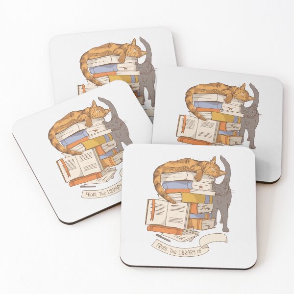 Item preview, Ex Libris Cat Bookplate - Two Cats and books, library illustration designed and sold by Alika's  Garden.