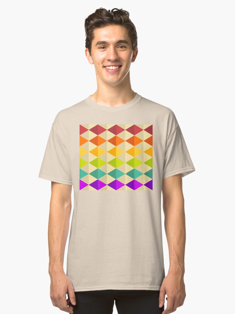 Alternate view of Geometric Pattern: Split Diamond: Rainbow Classic T-Shirt