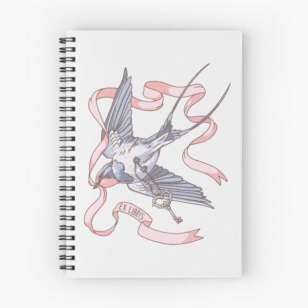 Item preview, Ex Libris Bird Bookplate - Swallow with a key and ribbon illustration designed and sold by Alika's  Garden.