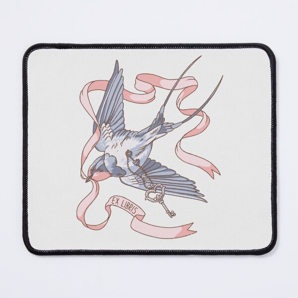 Item preview, Ex Libris Bird Bookplate - Swallow with a key and ribbon illustration designed and sold by Alika's Garden.