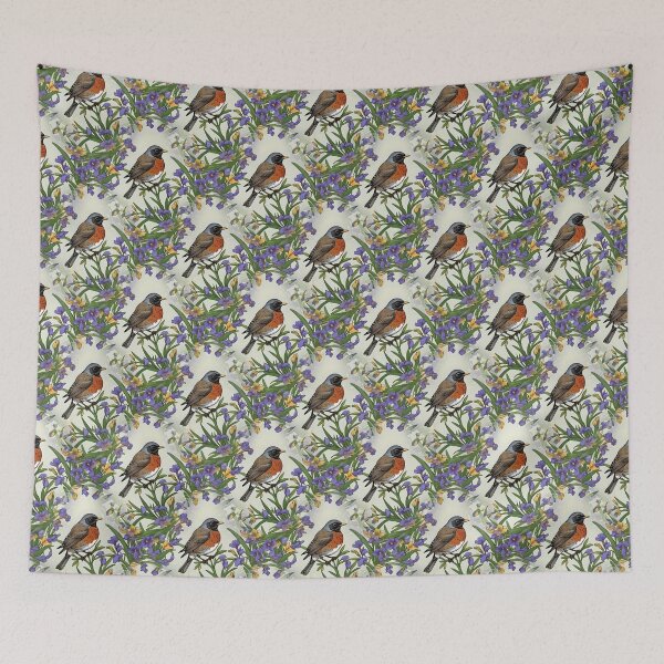Item preview, Michigan Migratory Juniper Bird With Iris Flower Pattern designed and sold by taiche.