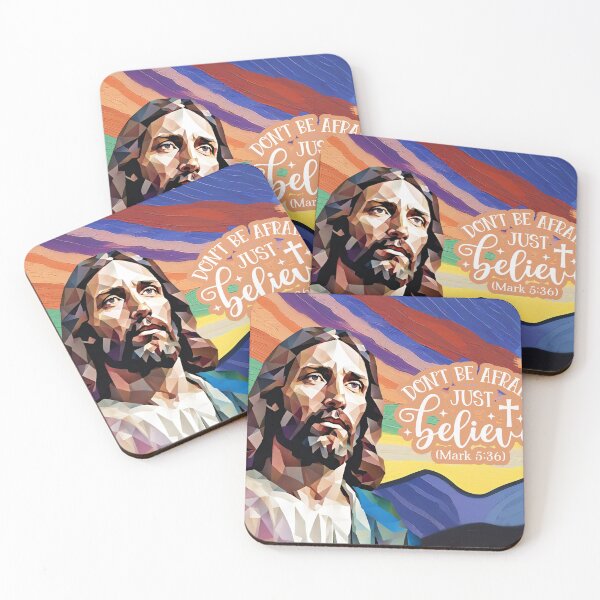 Item preview, Bible verses about strength - Mark 5:36 - Radiant Rainbow and Blue Mountains Preppy Art designed and sold by ZenReiArt.