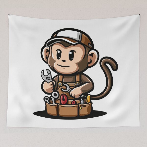 Item preview, Handy Monkey Mechanic - Cute Animal with Tools designed and sold by Akioos.