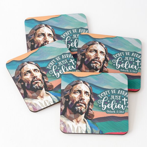 Item preview, Bible verses about strength - Mark 5:36 - Radiant Turquoise Skies Mountains Preppy Art designed and sold by ZenReiArt.