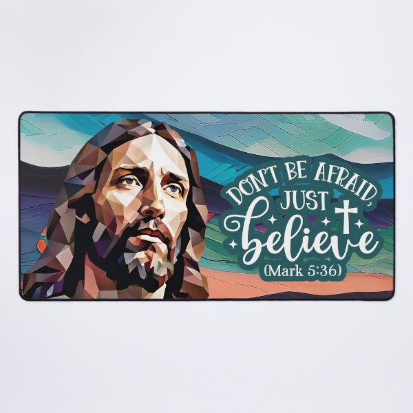 Item preview, Bible verses about strength - Mark 5:36 - Radiant Turquoise Skies Mountains Preppy Art designed and sold by SpartanDStore.