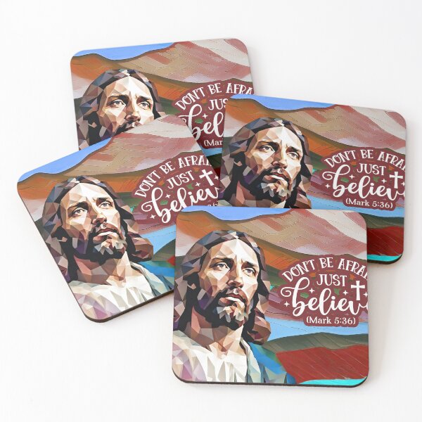 Item preview, Bible verses about strength - Mark 5:36 - Radiant Turquoise Blue Skies Mountains Preppy Art designed and sold by ZenReiArt.