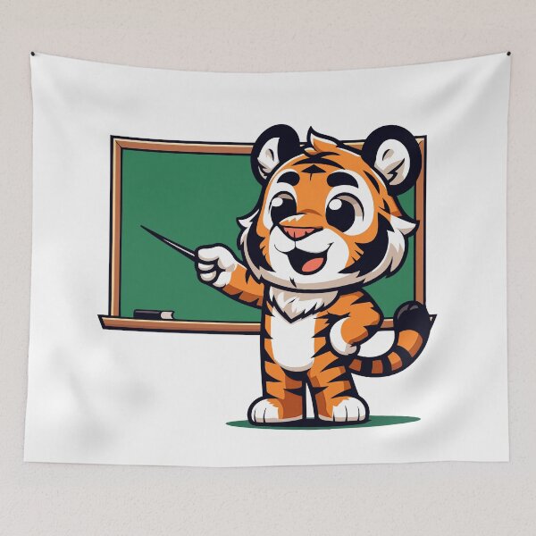 Item preview, Adorable Tiger Teacher Character - Charming Educational Mascot designed and sold by Akioos.