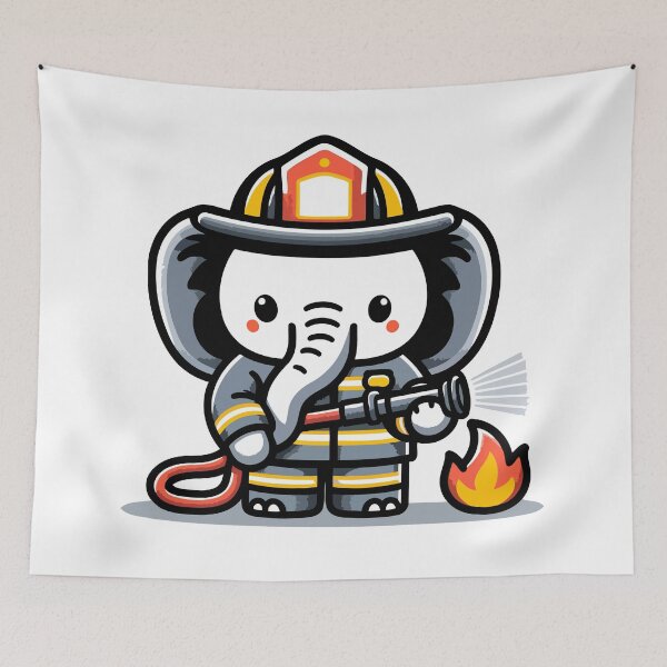 Item preview, Brave Elephant Firefighter in Action designed and sold by Akioos.