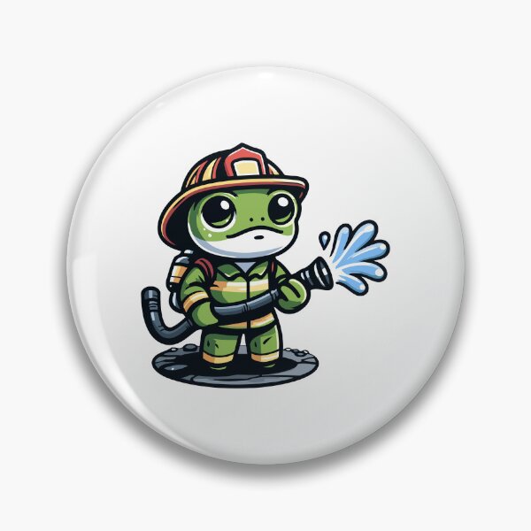 Item preview, Brave Firefighter Frog Character Spraying Water designed and sold by Akioos.