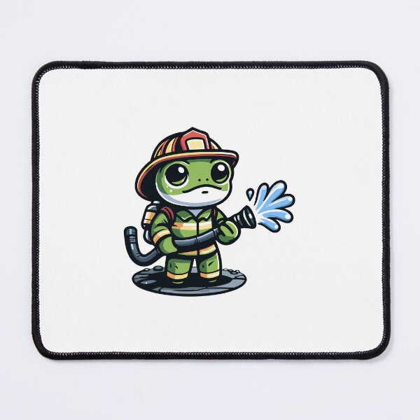 Item preview, Brave Firefighter Frog Character Spraying Water designed and sold by Akioos.