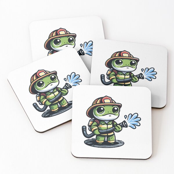 Item preview, Brave Firefighter Frog Character Spraying Water designed and sold by Akioos.