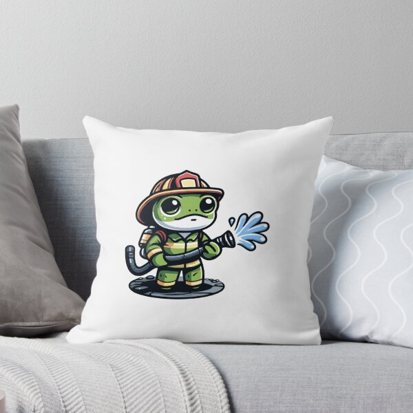 Item preview, Brave Firefighter Frog Character Spraying Water designed and sold by Akioos.