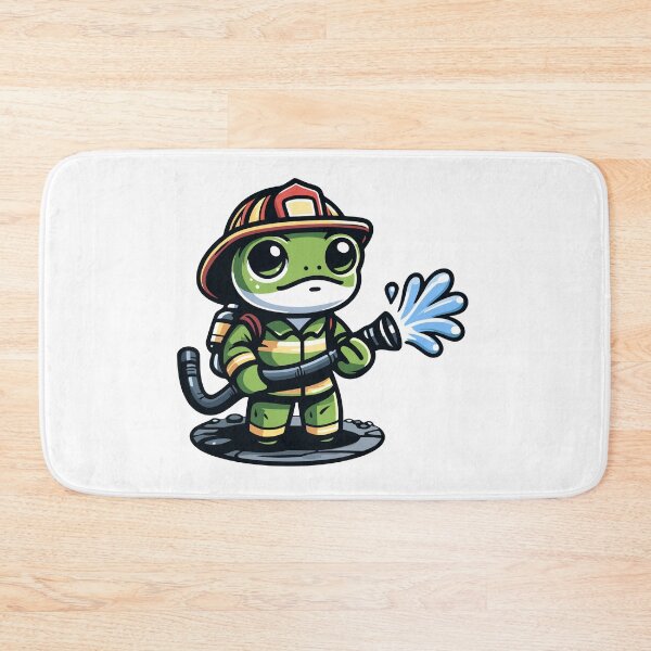 Item preview, Brave Firefighter Frog Character Spraying Water designed and sold by Akioos.