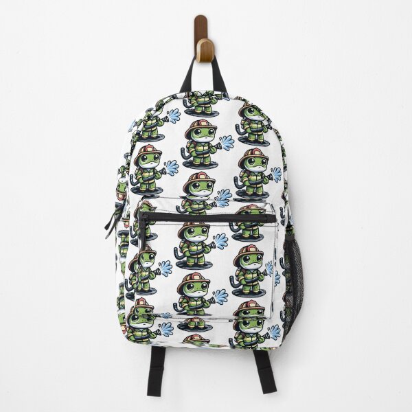 Item preview, Brave Firefighter Frog Character Spraying Water designed and sold by Akioos.