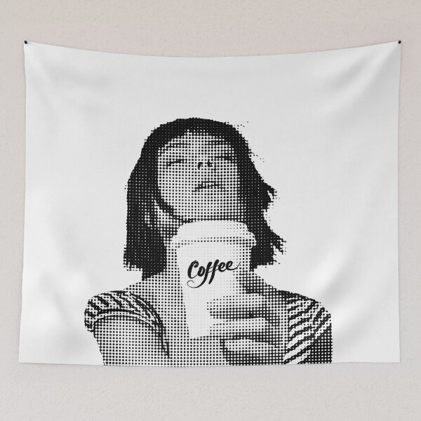 Item preview, For the love of coffee girl in French black and white designed and sold by SueKnox.
