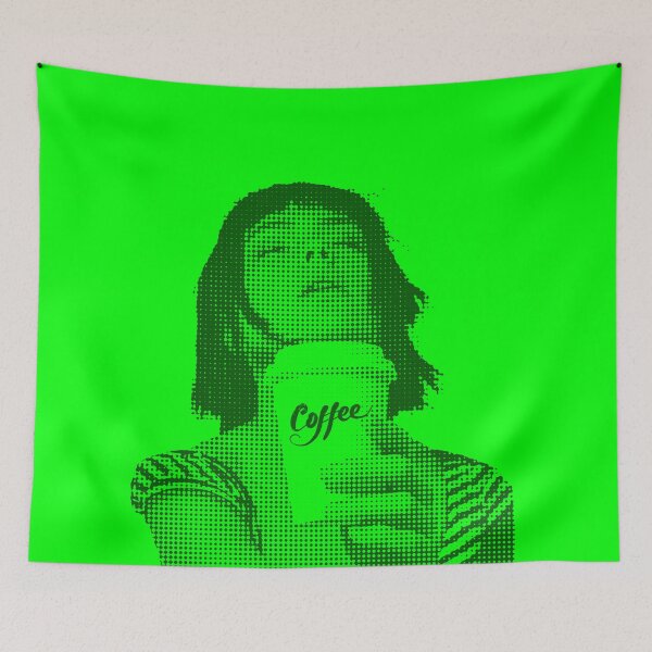 Item preview, For the love of coffee girl in French in green designed and sold by SueKnox.