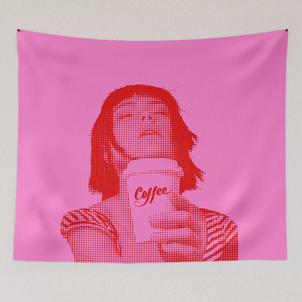 Item preview, For the love of coffee girl in French pink and red designed and sold by SueKnox.