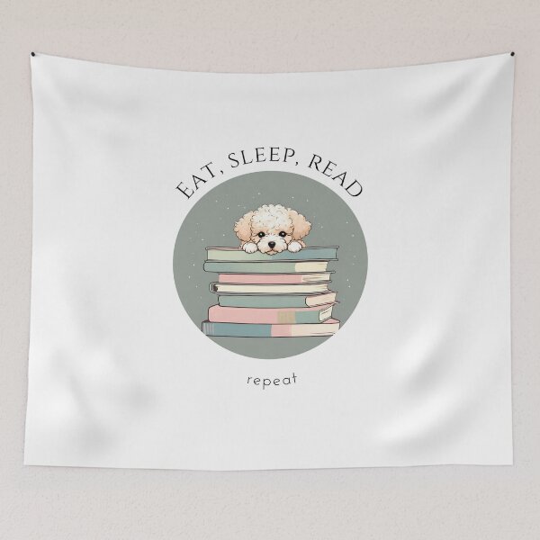 Item preview, Eat sleep read repeat books bookwarm booklover funny cute maltipoo dog designed and sold by SoulfulT.