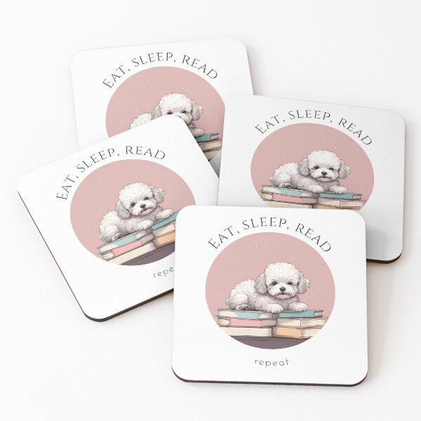 Item preview, Eat sleep read repeat books bookwarm booklover funny pink maltipoo dog designed and sold by SoulfulT.