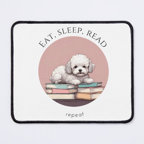 Item preview, Eat sleep read repeat books bookwarm booklover funny pink maltipoo dog designed and sold by SoulfulT.