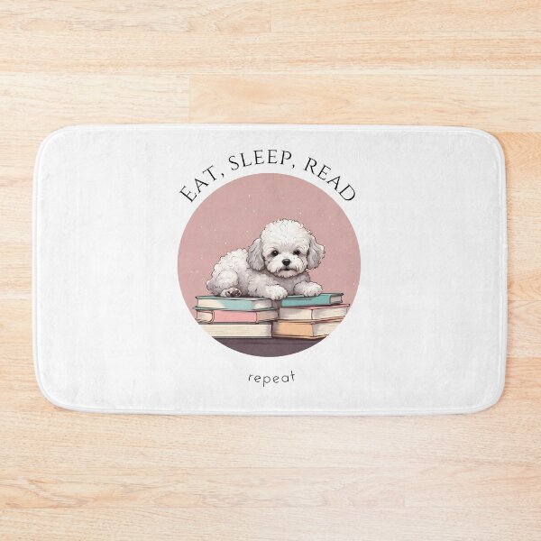 Item preview, Eat sleep read repeat books bookwarm booklover funny pink maltipoo dog designed and sold by SoulfulT.