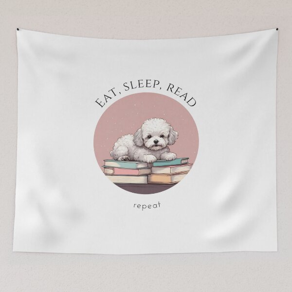 Item preview, Eat sleep read repeat books bookwarm booklover funny pink maltipoo dog designed and sold by SoulfulT.
