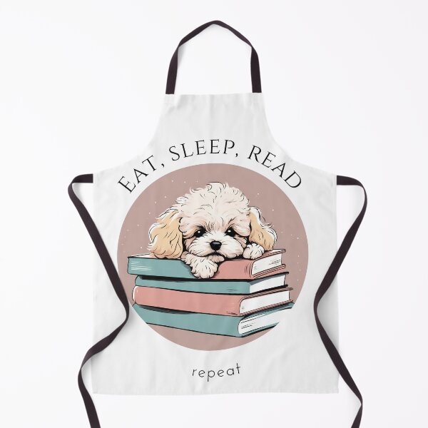 Item preview, Eat sleep read repeat books bookwarm booklover funny cute pink maltipoo dog designed and sold by SoulfulT.