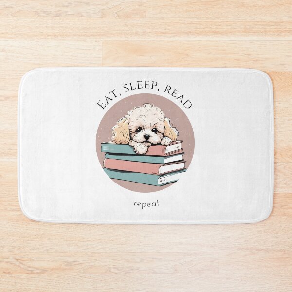 Item preview, Eat sleep read repeat books bookwarm booklover funny cute pink maltipoo dog designed and sold by SoulfulT.