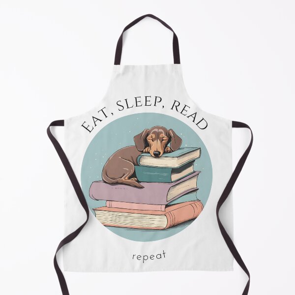 Item preview, Eat sleep read repeat books bookwarm booklover funny cute dachshund dog designed and sold by SoulfulT.