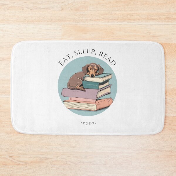 Item preview, Eat sleep read repeat books bookwarm booklover funny cute dachshund dog designed and sold by SoulfulT.