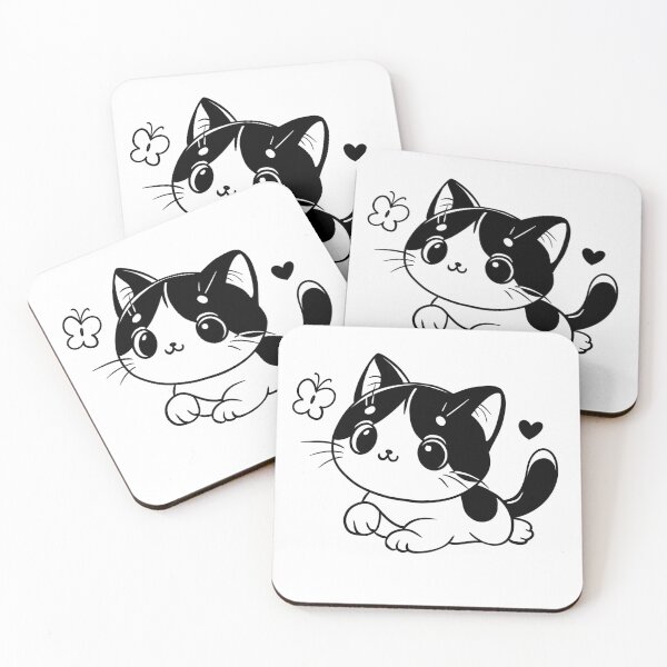 Item preview, Cute cat black and white with butterfly, sticker designed and sold by NatalkaP.