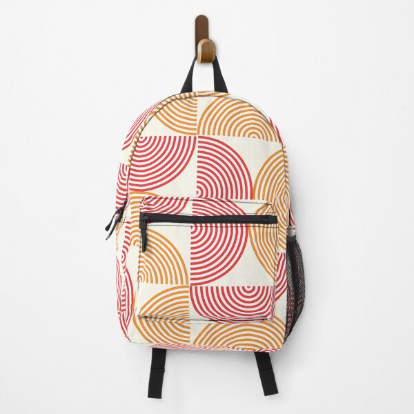 Item preview, Minimalist Mid century Geometric Half Circle Lines in Orange and Red designed and sold by Yasminepatterns .