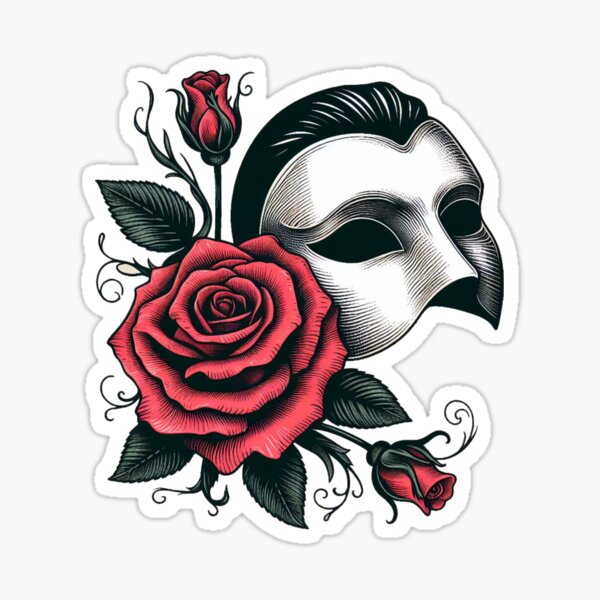 Phantom of The Opera Mask, Rose Sticker